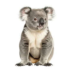 Cute koala sitting upright isolated on transparent background