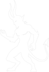 Fototapeta premium Muscular Devil Monster Outline Vector Silhouette Line Art Contour Graphic