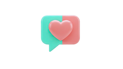 3D Chat Bubble with Heart Icon