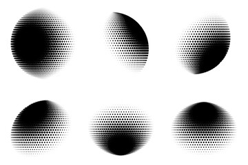 Abstract 3D Halftone Dotted Sphere and Ellipse Set