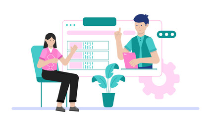 Remote Team Using Gamification for Training Modules. Flat Vector Illustration