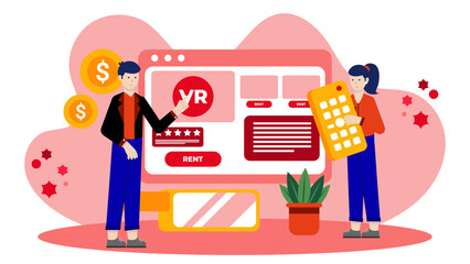 Digital Platform for Renting Professional VR Equipment. Flat Vector Illustration