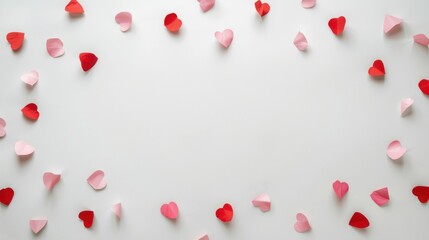 Heart shaped frame with pink and red hearts