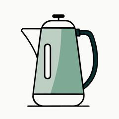 green vintage-style coffee percolator, kettle isolated on white background