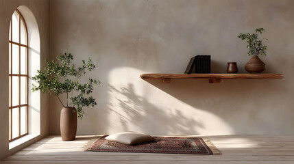 A Tranquil Home Setting Encourages Mindful Prayer Softly