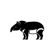 Fototapeta premium Stylized Black Tapir Side View Graphic Icon Design Element