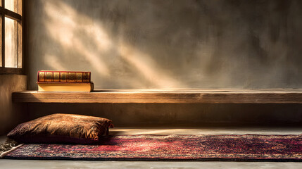 A Devout Person Offers Sincere Prayer Peacefully in Living Room