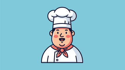 Cheerful chef wearing a tall white hat and a red scarf smiling at the viewer.