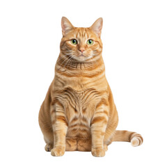 Orange tabby cat sitting upright isolated on transparent background