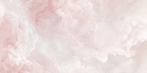 A delicate and ethereal watercolor abstract background featuring soft swirls of pale pink and white resembling marble