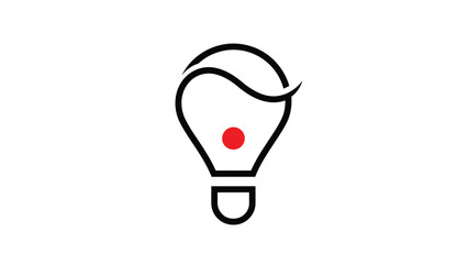 Fototapeta premium Creative lightbulb logo with a red dot, representing innovation and ideas.