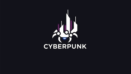 Obraz premium Cyberpunk Logo Design - Futuristic Tech-Inspired Emblem with Modern Aesthetics.