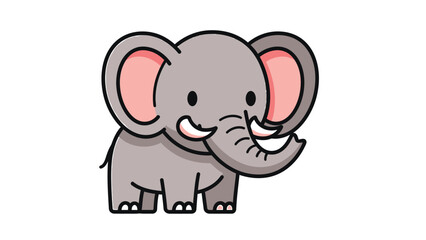Fototapeta premium Cute cartoon elephant with big ears and long tusks standing proudly.