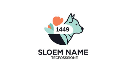 Fototapeta premium Dog logo design with heart and number, perfect for pet businesses.