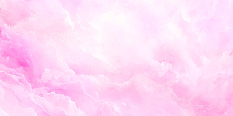 A soft abstract watercolor background of swirling pink and white hues creates a dreamy and delicate visual texture