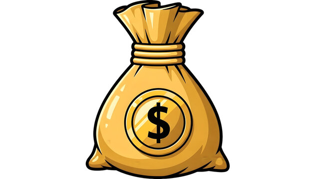 Money bag isolated on transparent background with dollar sign
