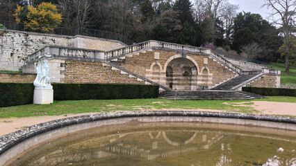 ornamental staircase at Apollo's garden in Saint-Cloud park, Paris