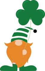 Lucky St. Patrick's Day Gnome Holding a Giant Shamrock