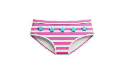 Pink and White Striped Panties with Blue Stars