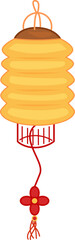 Obraz premium Cartoon stacked lantern with warm red and yellow tones in flat outline fill style. Ideal for Chinese holiday and festive visual themes.