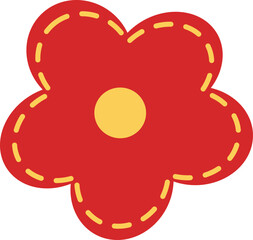 Stylized plum blossom flower in flat outline fill style. Traditional symbol of renewal and spring festival.