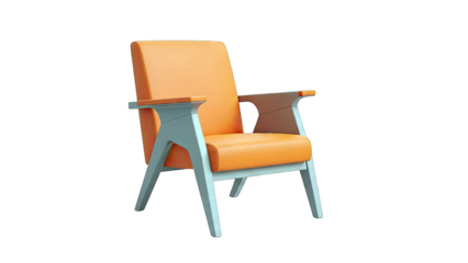 Modern Orange Upholstered Armchair with Grey Frame