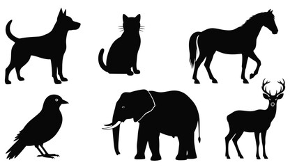 Collection of silhouette of various animals and bird © Shovon