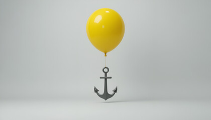Yellow Balloon Anchored With Heavy Weight