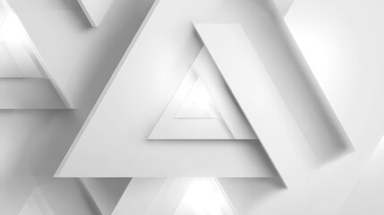 Modern 3D Abstract White Geometric Triangles Background with Subtle Grey Shadows and Clean Minimalist Design.