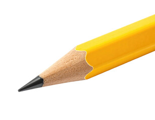 Close-up of a sharpened yellow pencil tip against a stark black background