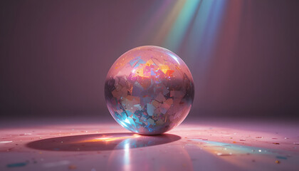Glass Crystal Sphere Reflecting Rainbow Light on Minimal Surface