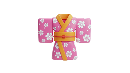 Pink Kimono with Cherry Blossom Pattern