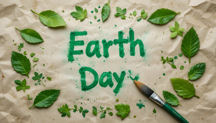 Earth Day Eco Friendly Flat Lay with Green Elements