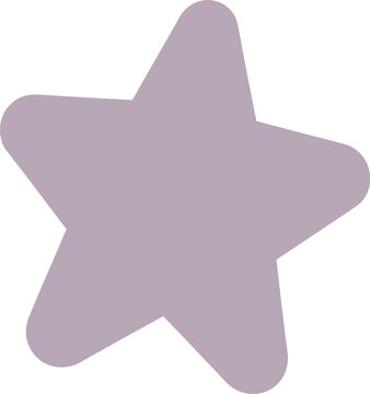 Simple Purple Star Shape with Rounded Corners on White Background lavender pastel