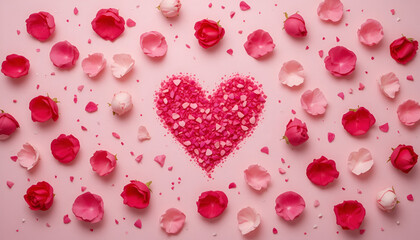 Pink Heart Shape Made from Candy and Sugar Sweets