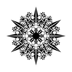 Obraz premium Intricate black and white mandala design with sharp points.