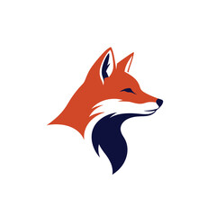 Obraz premium Elegant fox head profile logo design, perfect for branding and identity.