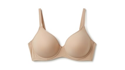 Beige push-up bra for women with smooth straps and seamless cups