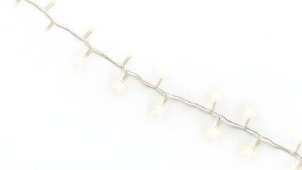 Warm string lights on white background for cozy ambiance