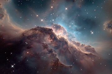 Stunning nebula with twinkling stars in deep space