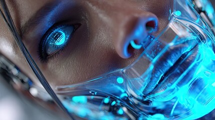 Artificial intelligence portrait futuristic cybernetic face