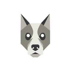 Fototapeta premium Geometric dog head illustration with a modern and minimalist design on white background.