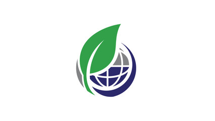 Fototapeta premium Eco-friendly globe with a green leaf representing environmental protection and sustainability.