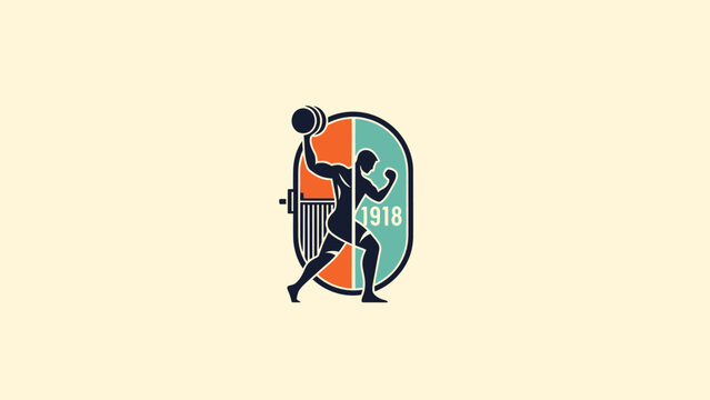 Gym logo featuring a weightlifter silhouette with a unique design and style. - Powered by Adobe