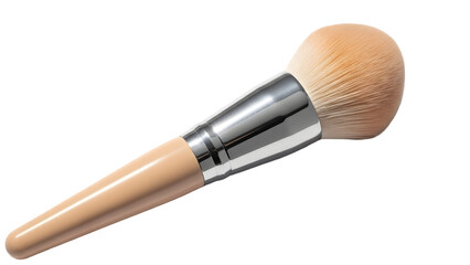 Makeup brush with wooden handle isolated on transparent background