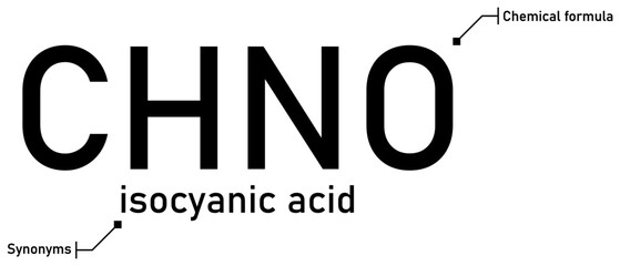 Isocyanic acid chemical formula with callout titles