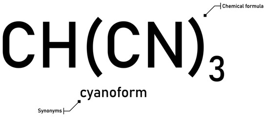 Cyanoform chemical formula with callout titles