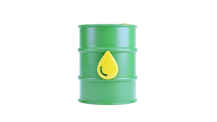 Green Oil Barrel with Yellow Drop Symbol