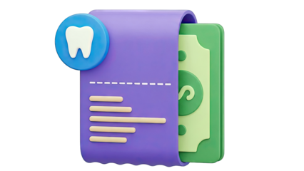 3D Icon of Dental Bill and Cash