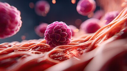 Abstract illustration of cellular structures in a biological environment